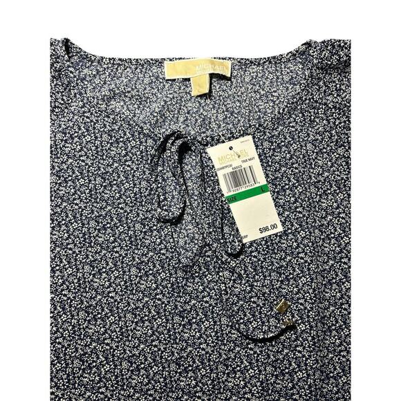 Michael Kors Floral Long Sleeve Blouse,Tie front,MK Logo on Drawstring,SZ L, NWT - Picture 5 of 6